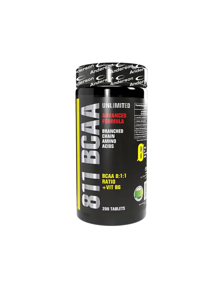 Anderson BCAA 811 Unlimited – 200 Compresse | Aminoacidi Ramificati in Rapporto 8:1:1 + Vitamina B6