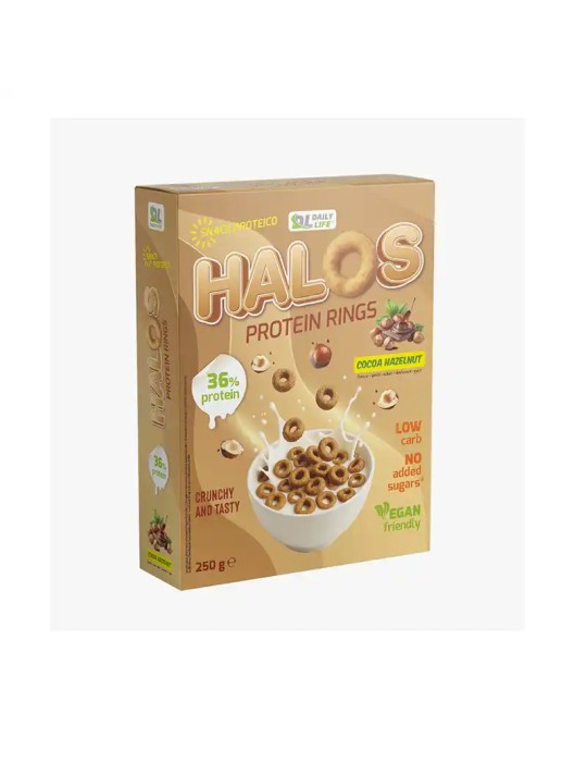 Halos Protein Rings Cocoa Hazelnut – Cereali Proteici 250 g